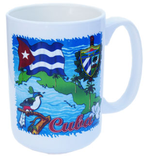 Coffee mug with Cuban motifs design.