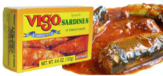 Vigo sardines in tomato sauce imported from Spain. 4 3/8 oz